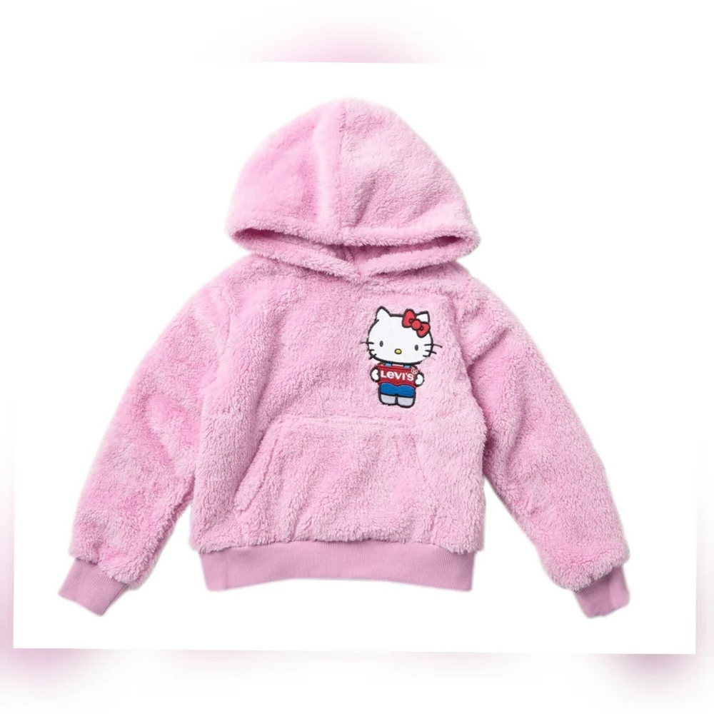New Levi's Hello Kitty Girls Sherpa Hoodie, Size 10/12